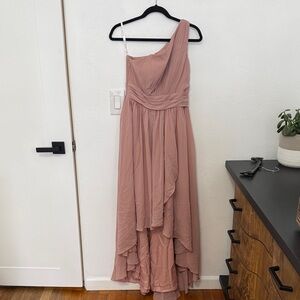 JJs House One-Shoulder Blush Pink Layered Gown